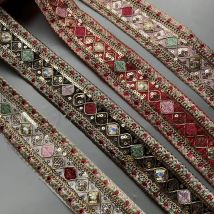 1 Yards Spitzenstoffbesatz Band Stickerei Blume DIY Nähzubehör Jacquard Applikation für Vorhang Schuhe Kleidung Handwerk TOP