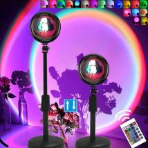 Upgrade der Sonnenuntergang-Projektorlampe mit Fernbedienung – Regenbogen-LED-Nachtlicht für Schlafzimmer, USB-betriebene Sternenhimmelprojektion für die Wand