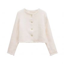 ETJ 2025 Herbst/Winter neues Produkt Damen koreanischen Stil weiße Textur weich gestrickt Temperament Rundhals Kurzmantel