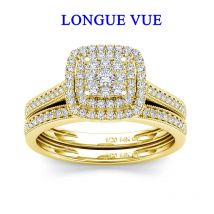 2pcs Solid 14K Gold Filled Moissanite Wedding Band Ring Set for Bride Women Lab Diamond Brideset Jewelry