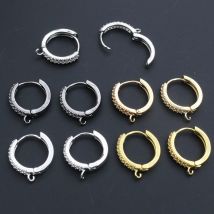 10 Stück 15 mm mit Zirkon Gold Silber Farbe Ohrring Haken Leverback Open Loop DIY Clips Verschluss Schmuckherstellung Zubehör