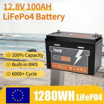 Powmr 12v 100ah lifepo4 Akku 1280kwh Klasse eine parallele Serie 4s bms 100a wiederauf ladbare Solarenergie-Zellen packung für RV-Boote