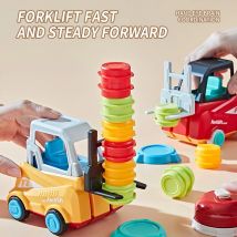 Montessori Frühe Pädagogische Stapeln Spiel Spielzeug Auto Set Kinder Engineering Lkw Gabelstapler Farbe Erkenntnis Lernen Bildung Spielzeug