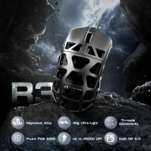 Mysz gamingowa ATTACK SHARK R3 ze stopu magnezowego, SUPERLEKKA 8K, 8000Hz, 6-stopniowa regulacja DPI do 26000, czujnik PAW3395, bezprzewodowa BT/2.4G/przewodowa