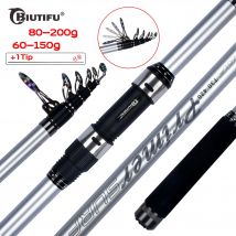 BIUTIFU Canne da pesca telescopiche da surf 3.9/4.2/4.5/5.0/5.3m 30T Viaggio in carbonio Spinning Power 60-200g Lancio Surfcasting Shore Pole