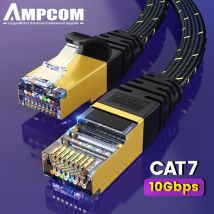 AMPCOM CAT7 Kabel Ethernet Płaski kabel Lan SFTP Okrągły kabel sieciowy RJ45 Cat 7 Kabel internetowy