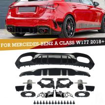 MagicKit Per Mercedes Classe A W177 AMG A35 Look 2018+ Diffusore posteriore e tubo di scarico Nero