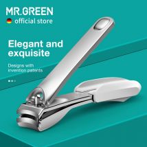 MR.GREEN Spritzschutz-Nagelknipser aus Edelstahl, schmal, mit Feile, reisefreundlich, einfache Verwendung, geeignet für schmale Nägel
