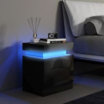 HOMCOM Mesita de Noche con Luces LED 2 Cajones y Control Remoto 45x35x52cm
