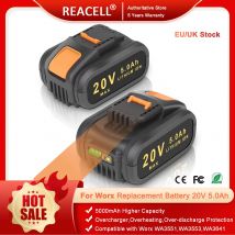 REACELL 20V 5.0Ah Battery for Worx Series,Li-ion Replacement Battery for Worx Cordless Power Tools,20V Battery Worx Accessory