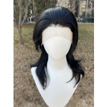 Vokuhila Cosplay Perücken für schwarze Frauen Rocker Männer schulterlanges Kunsthaar 13X4 Lace Front Perücken leimloser natürlicher Haaransatz