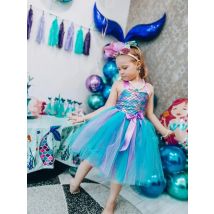Girls Mermaid Dress Kids Birthday Party Dresses Little Mermaid Princess Costumes for Halloween Christmas Dress Up Clothes Outfit