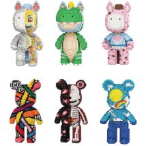 3D Kawaii Bear Model Animal Mechanical Horse Micro Diamond Building Block Developmental Assembly Block Educational Toys For Kids