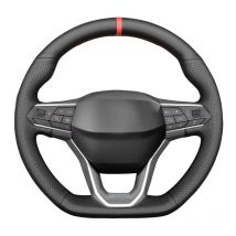 Perforierte Leder Auto Lenkrad Abdeckung Trim Schwarz Für SEAT Leon IV Ateca Tarraco 2020-2022 Ibiza 6F Arona 2021-2022
