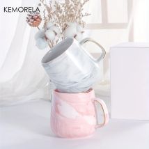 KEMORELA 1PCS 400ml Creative Gold-Rimmed Ceramic Coffee Cup Ceramic Material Oatmeal Breakfast Cup Suitable as a Holiday Gift