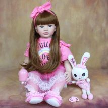 BZDOLL 60 centimetri Realistica Reborn Baby Doll 24 pollici Morbido Silicone Neonato Principessa Bambino Bebe Alive Kid Bella Vestire Giocattolo Per La Ragazza