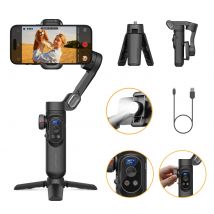 AOCHUAN Stabilizzatore cardanico per smartphone Schermo OLED con luci a LED Stabilizzatore cardanico a 3 assi per Android e iPhone Smart XproBlack