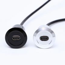 22mm USB connector socket  USB-C TYPE Metal socket panel mount hole cutout USB C Female to Male with 100cm extendcable