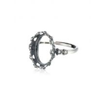Ring Blank for 10X14mm Oval Cabochons  925 Sterling Silver Adjustable Ring Setting