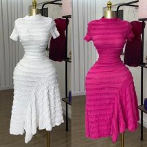 Frauen Kurzarm 2025, Neue High Neck Big Swing Elastische Kleid Süße Elegante Sexy Geburtstag Nacht Party Vestidos Event Kleider