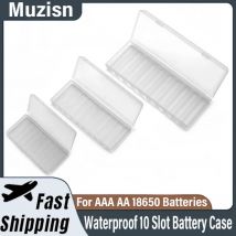 Wodoodporne, białe, wytrzymałe etui na baterie z 10 przegródkami, twarde plastikowe pudełko na baterie AAA AA 18650, kompaktowe przechowywanie w podróży.