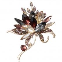 Beaut&Berry Luxury Crystal Glass Hand Bouquet Brooches for Women Unisex Flower Pins Available Casual Party Accessories Gifts