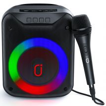 D18 Hochleistungsfähiger tragbarer Karaoke-Lautsprecher mit Mikrofon, kabelloser Lautsprecher, tragbarer Bluetooth-Lautsprecher mit kabelgebundenem Mikrofon