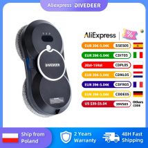DIVEDEER-Robot de limpieza de ventanas blanco/negro, limpiador de ventanas eléctrico de alta succión, aspirador de vidrio de doble cara, pulverizador de agua