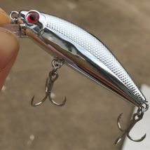 Ufishing Galvanisierter silberner sinkender Angel-Minnow-Köder, 6,5 cm/10 g, Barsch-Hecht-Köder-Wobbler