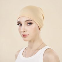 Solid Color Inner Cap Women's Hijab Hat Muslim Fashion Turban Caps Arabic Hat Indian Bonnet  Ready To Wear Headcover
