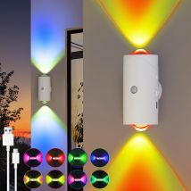 Luci notturne a LED ricaricabili con luci da parete con sensore di movimento, luce ambientale sfumata RGB, lampade per interni dimmerabili, gradino magnetico L