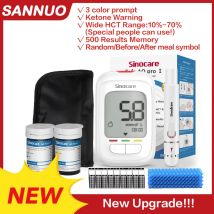 Sannuo Sinocare Nuovo Safe AQ pro I Misuratore di glicemia nel sangue Monitor per il diabete Nuovo aggiornamento con strisce e lancette 50/100/200
