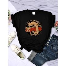 San Francisco Kalifornien Vintage Schulbus T-Shirts Damen Street Hip Hop Kurzarm Sommer Atmungsaktives T-Shirt Weiches Casual T-Shirt
