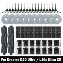 Akcesoria do robota sprzątającego Dreame D20 Ultra / L10s Ultra CE: szczotka główna, szczotka boczna, mop, filtr HEPA, worek na kurz, części zamienne