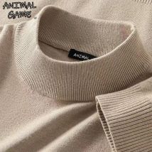 Animal Game Mens Mock Neck Casual Woolen Sweater Half Turtleneck Pullovers Sweaters  Knitwear Men's Cold Blouse Outdoor Coats