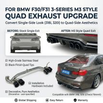 M3 Style Quad-Auspuff-Endrohr-Umbausatz für BMW 3er F30 F31 320i 318i Edelstahl Dekorativer Schalldämpfer-Auspuff