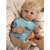 18-20 Cameron Bebe wieder geborenes Mädchen mit Ganzkörper Vinyl handgemachte bemalte Haut sichtbare Adern Haut lebensechte wieder geborene Puppen verwurzelte Haare