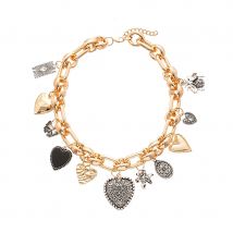 Women's Fashion Heart Pendant Necklace ZAA Jewelry Gold Plated Cube Chain Necklace Female Punk Accessories Birthday Gifts