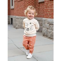 Set da 2 pezzi per bambina con stampa animalier a costine, girocollo, maniche lunghe e pantaloni stampati per la primavera e l'autunno