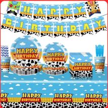 Toy Story Theme Disposable Party Supplies Set Cartoon Character Tableware including Tablecloth Plates Cups Napkins for Birthday