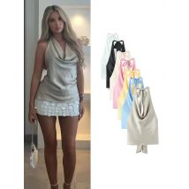 TFMLN Chic Frauen Backless Halter Tops Elegante Ärmel Zurück Spitze Up Dünne Weste Sommer Neue Party Weste Weibliche Streetwear