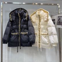Winter Warme Pailletten Mit Kapuze Unten Jacke Frauen Weiße Ente Unten Tasche Zipper Jacke Weibliche Kordelzug Verdicken Parker Baumwolle Outwear