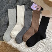 Socken Für Frauen Lange Neue Einfarbig Casual Mädchen Baumwolle Socken Atmungsaktiv Schweiß absorbieren Plain Lose Socken Weibliche Grundlegende Einfache