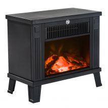 HOMCOM Chimenea Eléctrica Portátil 600W/1200W con Efecto de Llama Negro