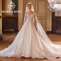 Michelle Royce Luxus Ballkleid Brautkleider Für Frauen Glänzende Perlen Prinzessin Backless Brautkleid Vestidos De Novia