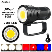 Asafee 80M Linterna de Buceo Profundo IPX8 Impermeable 80 ° Fotografía de grado c COB 6000LM rango de antorcha 300-500M doble interruptor
