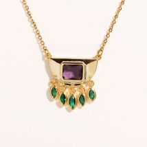 Mode Halskette für Frauen Gold Farbe Halb Runde CZ Quaste Anhänger Tropfen Baumeln Halsketten für Mama Teen Mädchen Schmuck Geschenk
