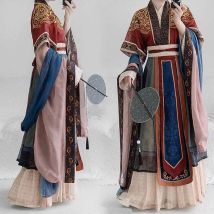 Chinesisches Hanfu Kleid Frauen Vintage traditioneller Karneval & Halloween Cosplay Kostüm Sommer grün & rot Stickerei Hanfu Kleid