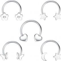 Drperfect 16G Stainless Steel Septum Ring Set  for Women Men Cute Cool Star Heart Butterfly   Septum Rings Piercing Jewelry Gift