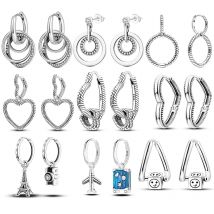 New Sterling Silver 925 Pink Zircon Unicorn Stud Earrings For Women Making Jewelry Gift Wedding Party Engagement